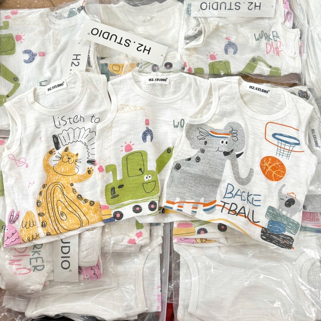 SET 3 ÁO BA LỖ COTTON XƯỢC BÉ TRAI ( xả 67k)
