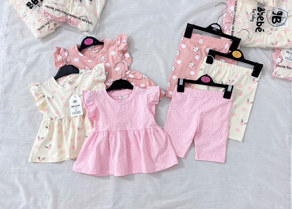 SET 3 BỘ BABYDOLL THỎ GẤU BE HỒNG BÉ GÁI( xả 145k )