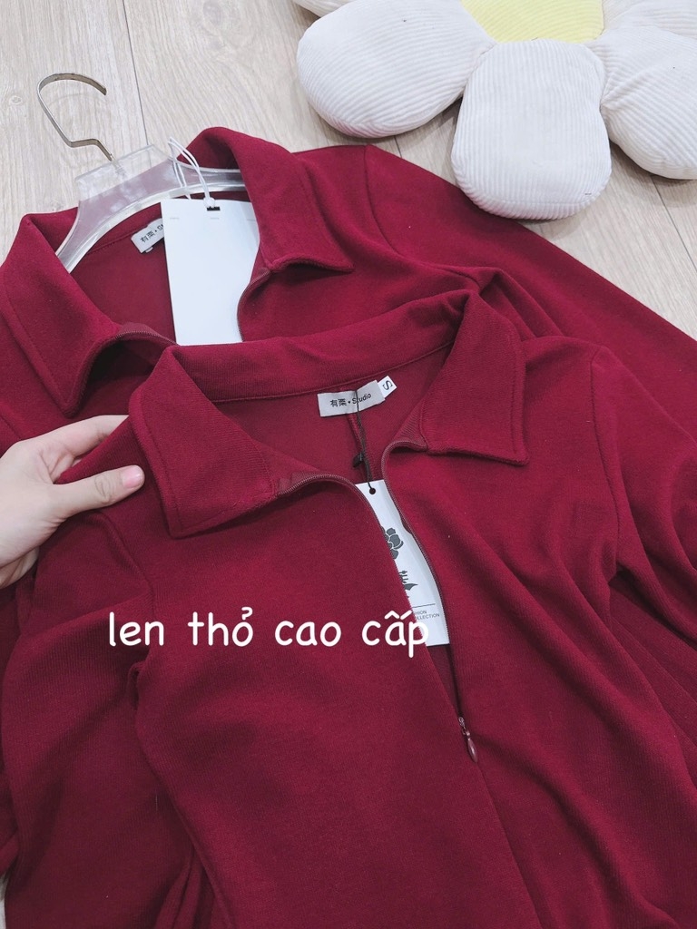VÁY LEN THỎ DẬP LY ÉP MÙNG KHOÁ TRC TAY DÀI NỮ THU ĐÔNG SẴN