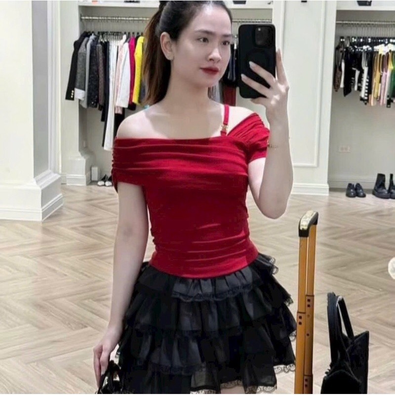 ÁO DÍP LEN NỮ VẠT VAI KÈM TAG MIU MIU THU ĐÔNG SẴN(XẢ 55 k)