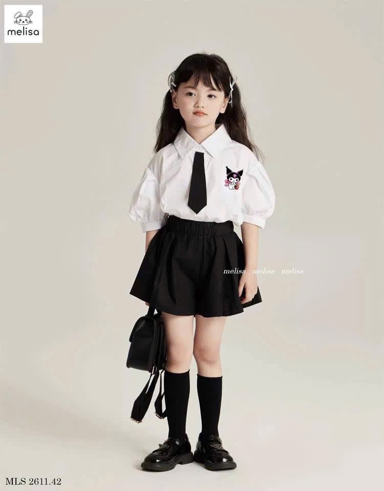 SET CỘC ÁO SƠ MI TRẮNG KÈM QUẦN VÁY KURUMI BÉ GÁI SẴN( xả 69k)