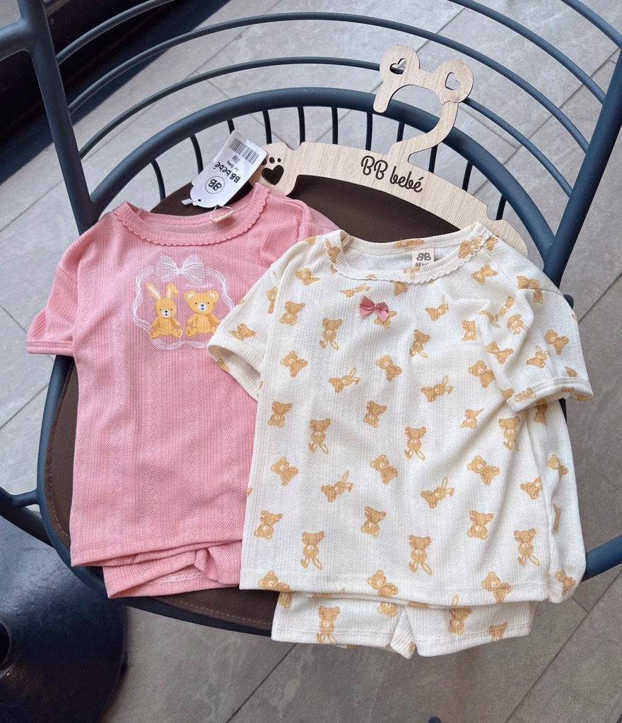 SET 2 BỘ THÔNG HƠI VẢI XUẤT HÀN HỒNG BE BÉ GÁI SẴN