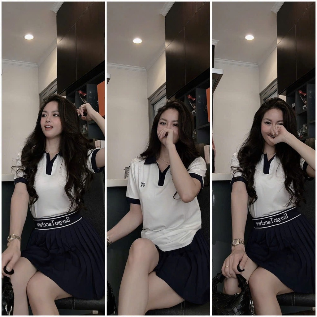 SET ÁO PHÔNG CHÂN VÁY XẾP LI NỮ
