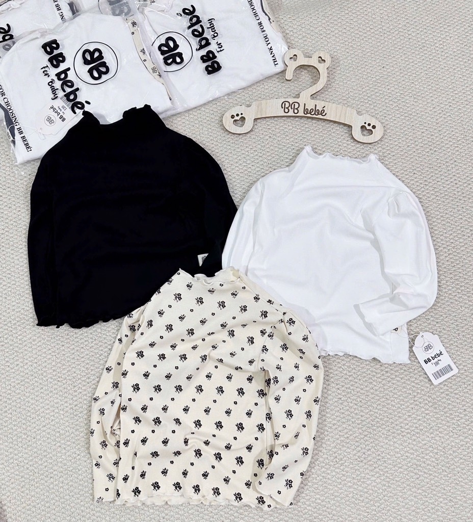 SET 3 ÁO ZIP DÀI TAY ĐEN TRẮNG HOA NHÍ BÉ GÁI (SALE 89k)