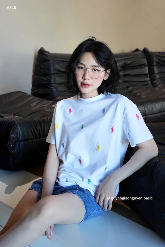 ÁO PHÔNG THÊU TRÀN NGỰA POLO 2M THAN TRẮNG NEW CHO NỮ
