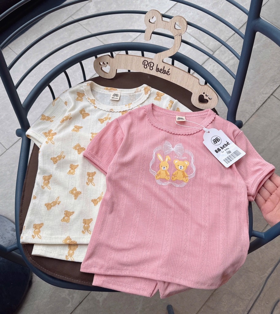 SET 2 BỘ THÔNG HƠI VẢI XUẤT HÀN HỒNG BE BÉ GÁI SẴN