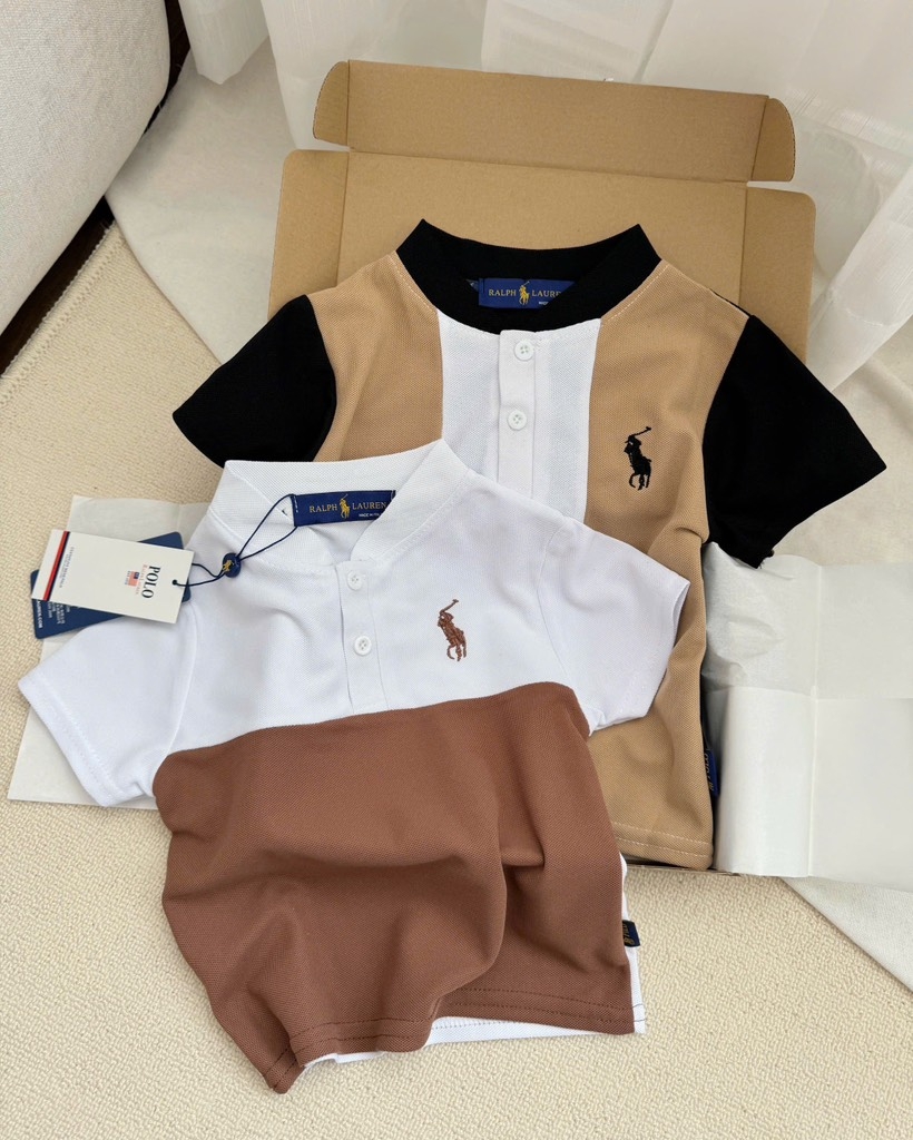 SET 2 ÁO POLO THÊU NGỰC PHỐI MÀU BÉ TRAI SẴN (XẢ 49k)