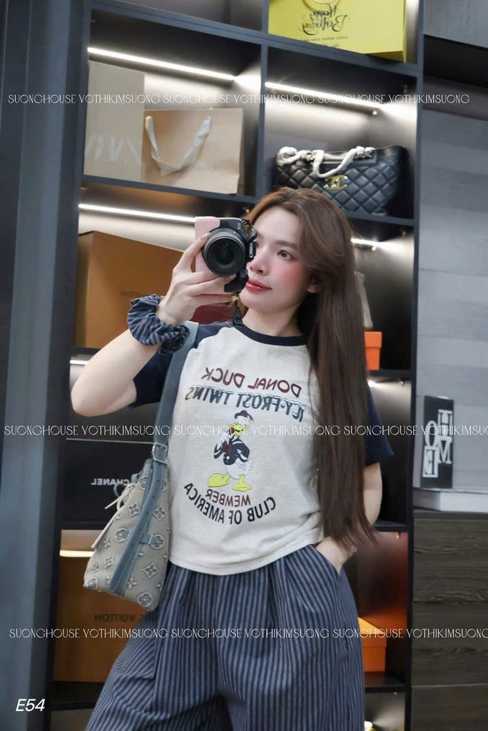 SET ÁO VỊT QUẦN KẺ XANH KÈM CHUN TÓC NỮ