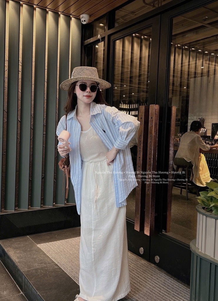 SET ÁO SƠ MI+ CHÂN VÁY ĐŨI DÀI+ ÁO BA LỖ NỮ