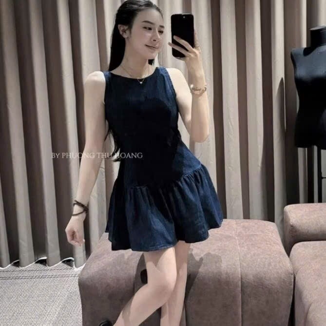VÁY BÒ NỮ - VÁY BÒ GIẤY HỞ LƯNG SẴN