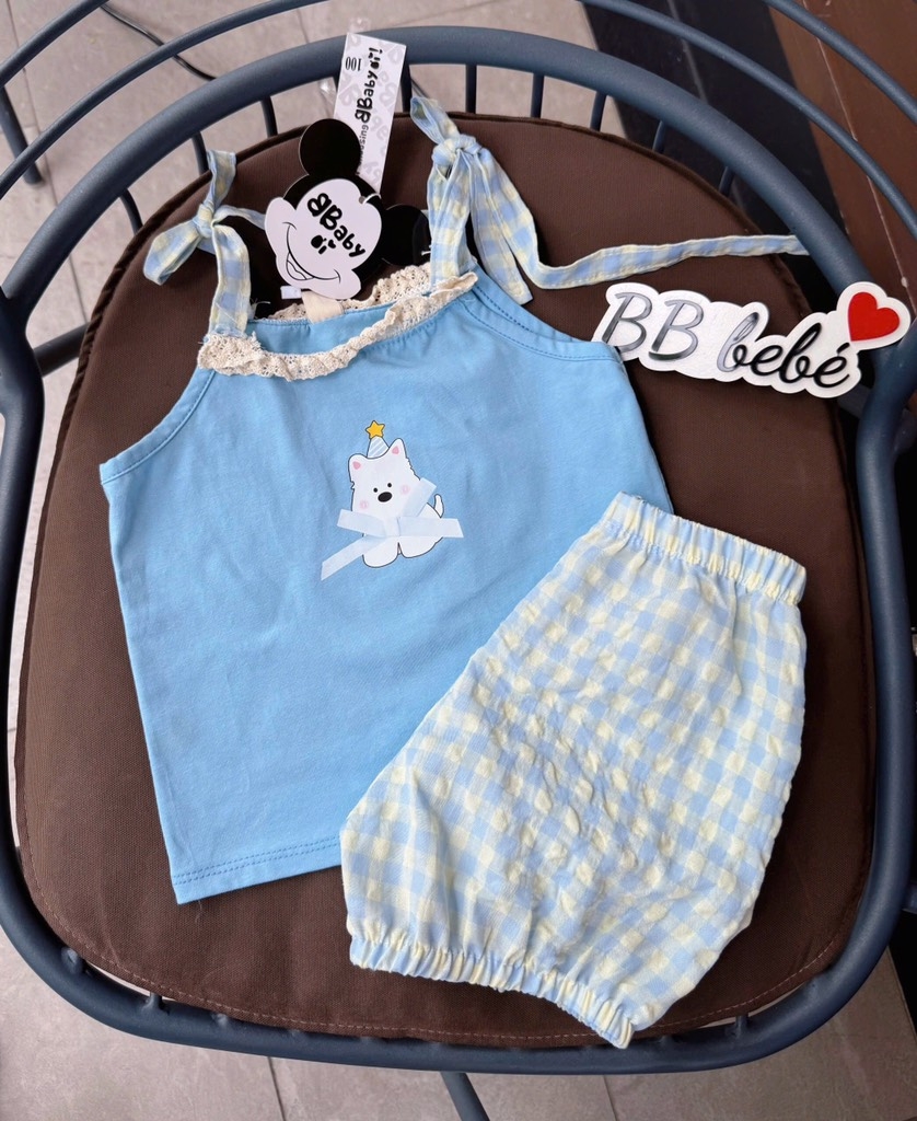 BỘ 2 DÂY BÉ GÁI XANH DƯƠNG HÌNH GẤU (xả 45k)