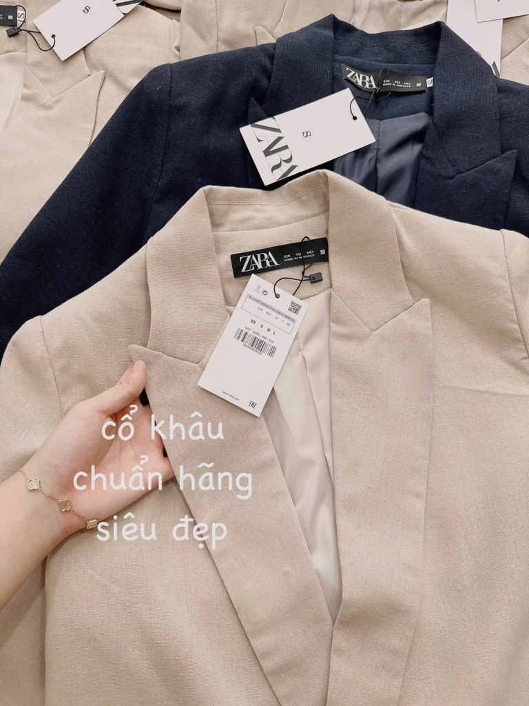 ÁO BLAZER LI-EN ÉP MÙNG PHỐI TAY KẺ 2 LỚP NỮ THU ĐÔNG SẴN