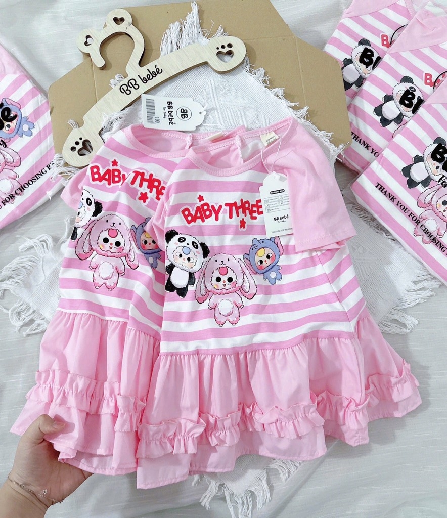 VÁY BÉ BABY THREE 2 MÀU HỒNG BÉ GÁI(XẢ 59k)