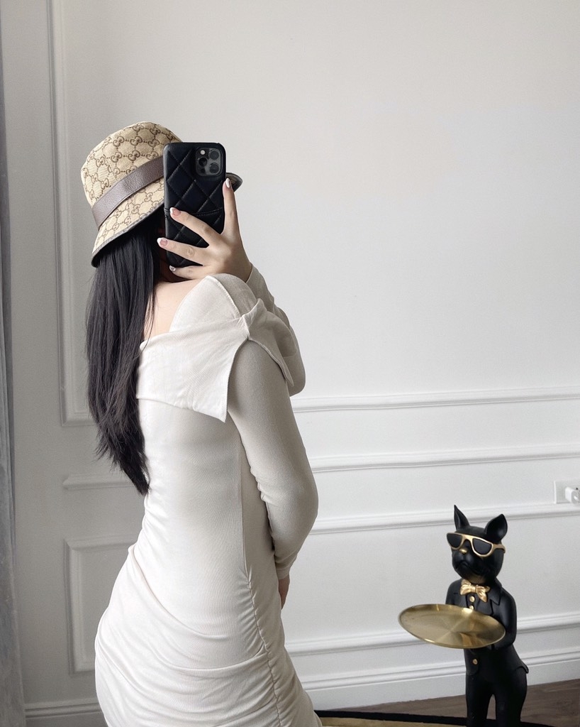 VÁY ZIP TRỄ VAI DÀI TAY VẠT CHÉO(xả 79k)