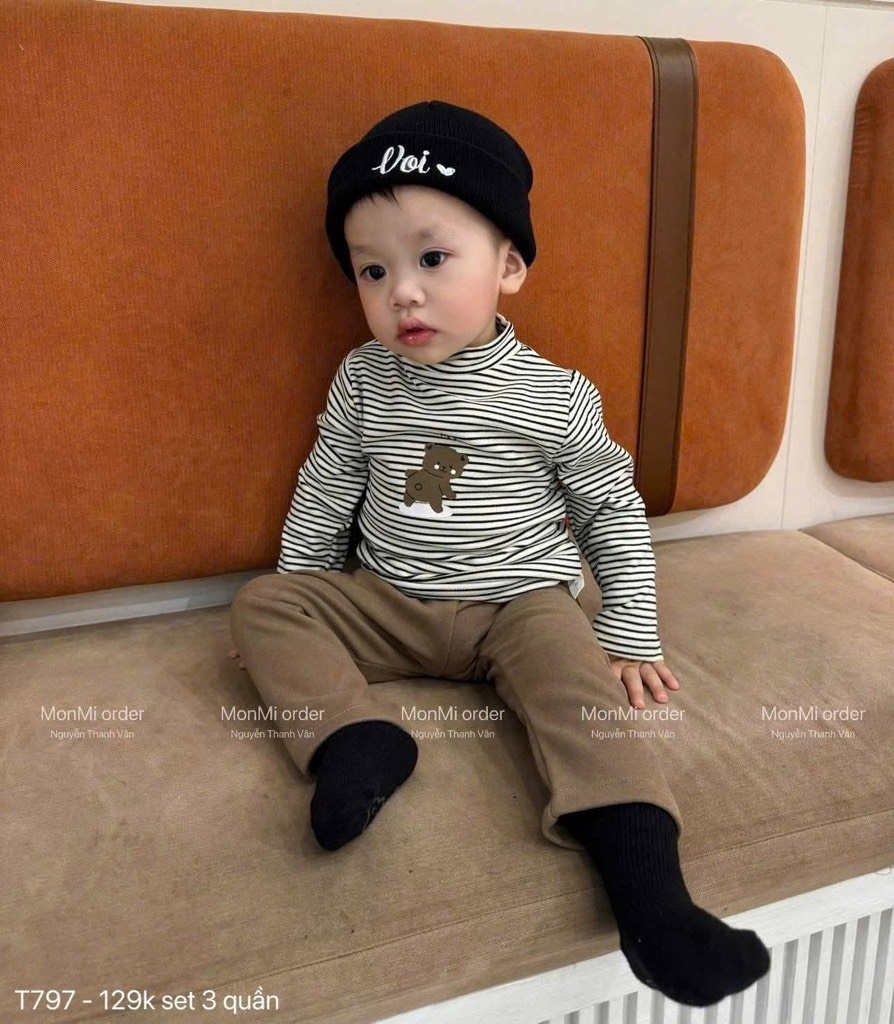 SET 3 QUẦN DÀI LEGGING LÓT LÔNG NÂU BE ĐẬM NHẠT BÉ TRAI BÉ GÁI SẴN