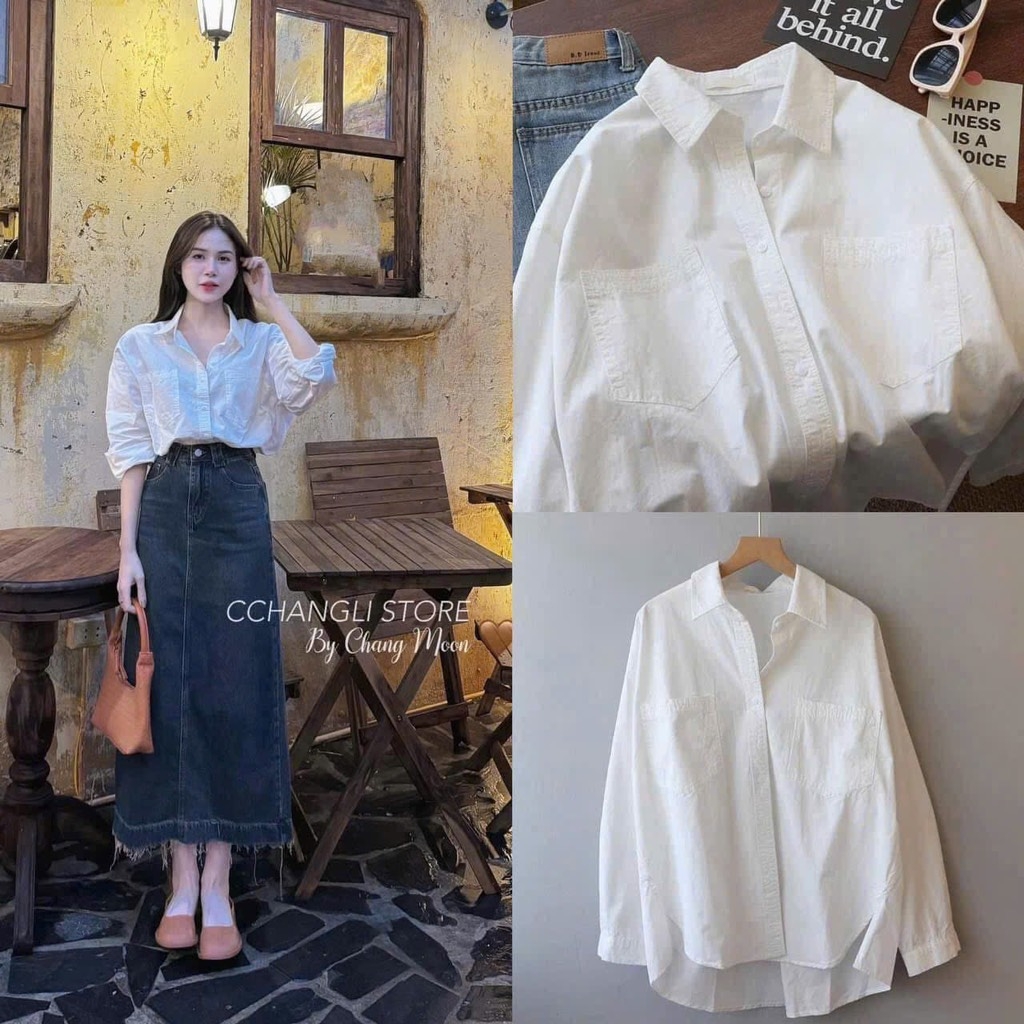 ÁO SƠ MI VẠT BẦU 2 TÚI NGỰC VNXK NỮ SẴN