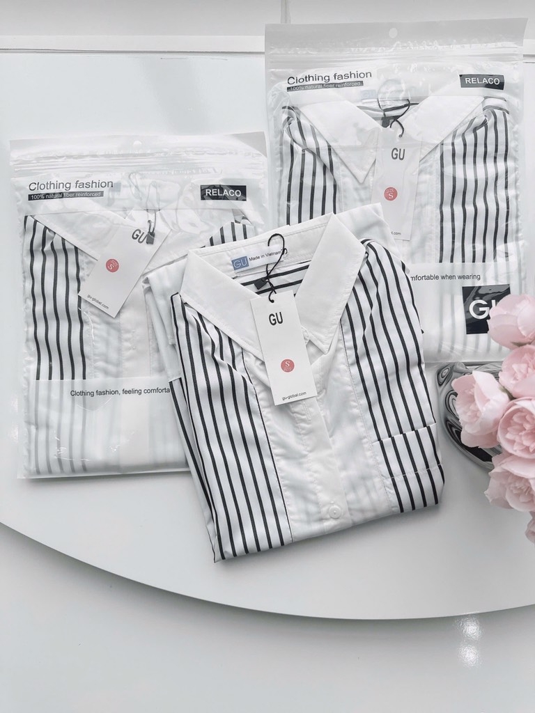 ÁO SƠ MI GU PHỐI KẺ DÀI TAY NỮ SẴN