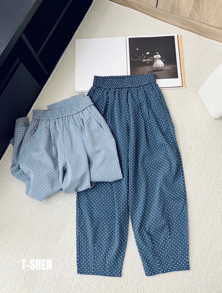 QUẦN BAGGY CHẤM BI NỮ 2 MÀU SẴN (SALE 76k)