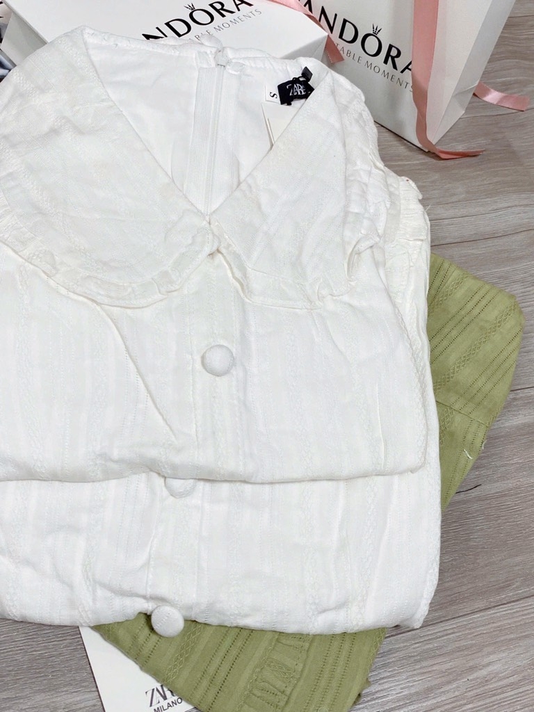 VÁY CỔ BÈO HAI LỚP CÚC BỌC NỮ SẴN (SALE 99k)