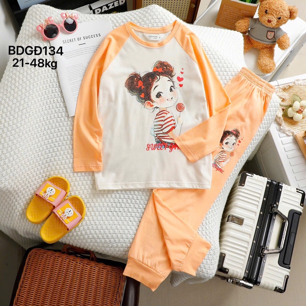 SET BỘ DÀI TAY SIZE ĐẠI HÌNH HOẠT HÌNH BÉ GÁI