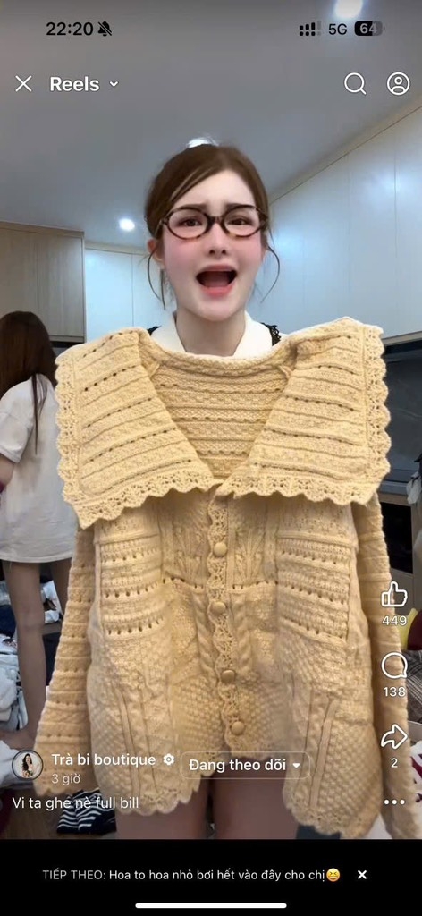 ÁO LEN REN CỔ SEN 4 MÀU NỮ THU ĐÔNG SẴN