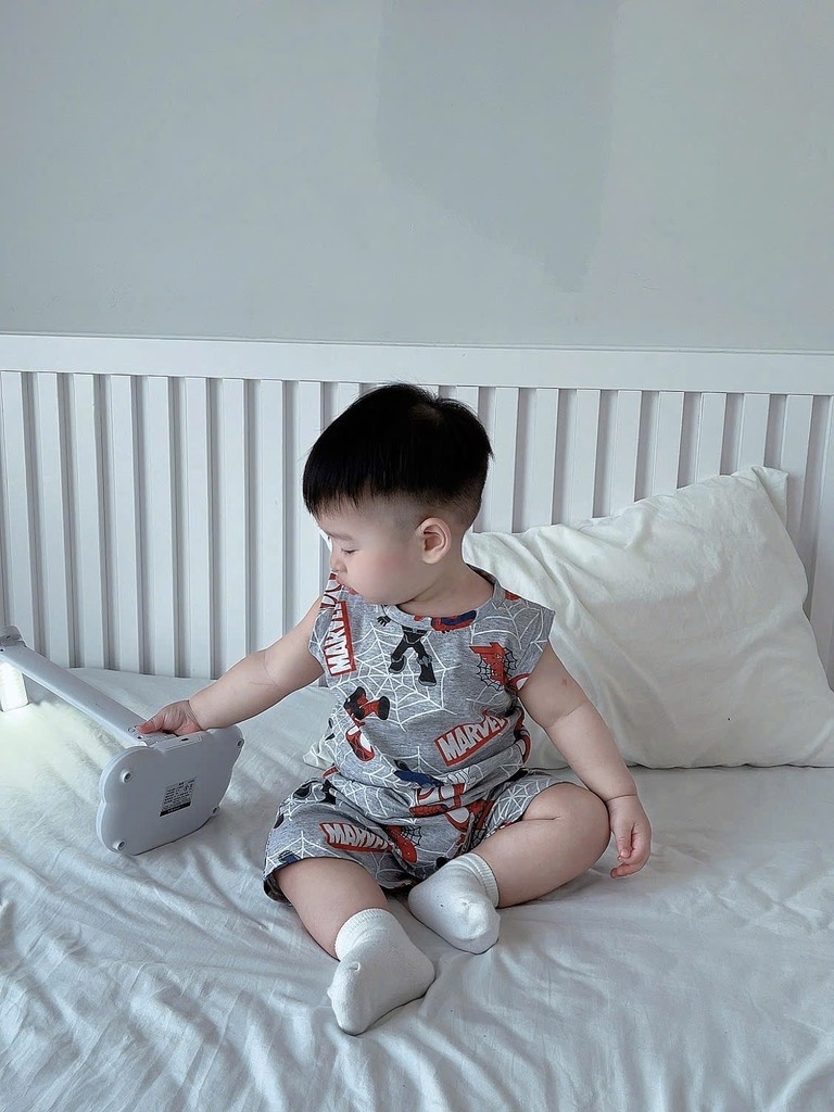 SÉT 2 BỘ BA LỖ COTTON NGƯỜI NHỆN MARVEL TONE GHI BÉ TRAI( SALE 95k)