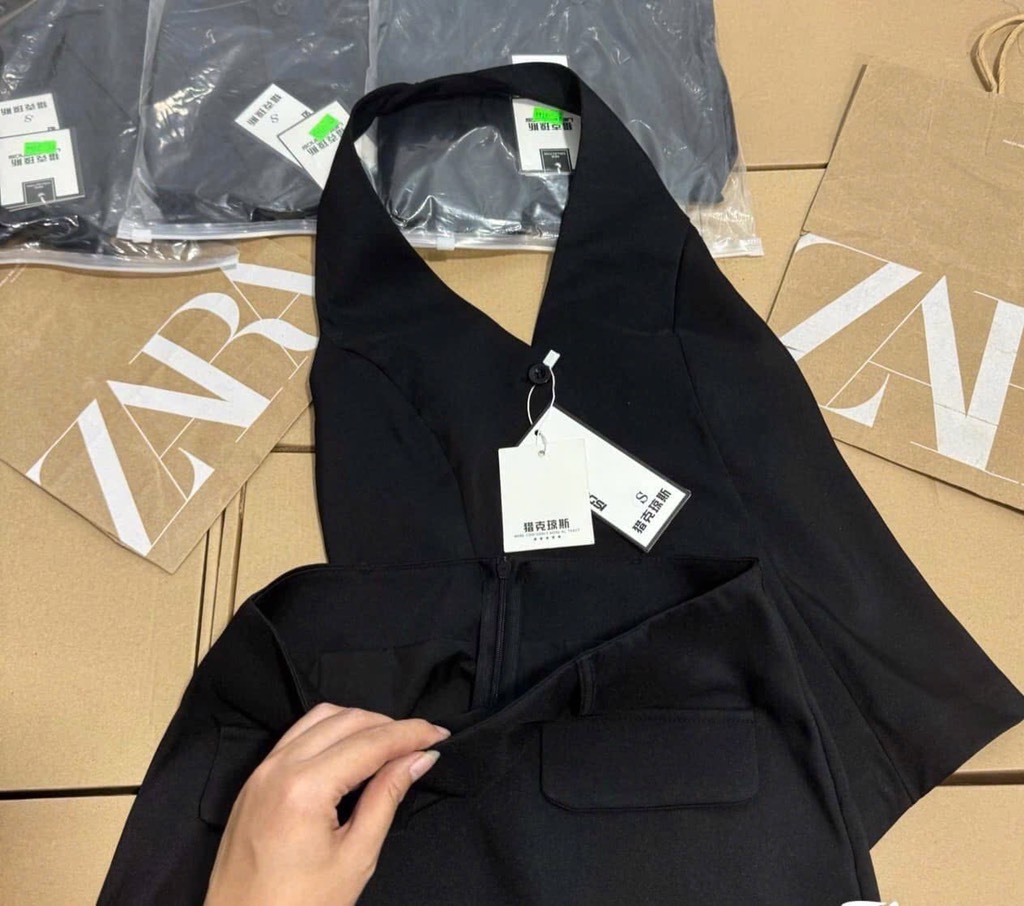 SET VEST CỔ YẾM CV TÚI NẮP NỮ