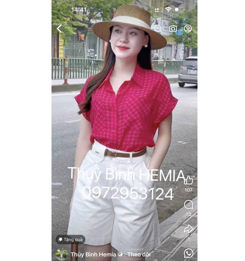 SET ÁO SƠ MI NỮ GU HAI TÚI TAY MIXẾP LI ( xả 145k)