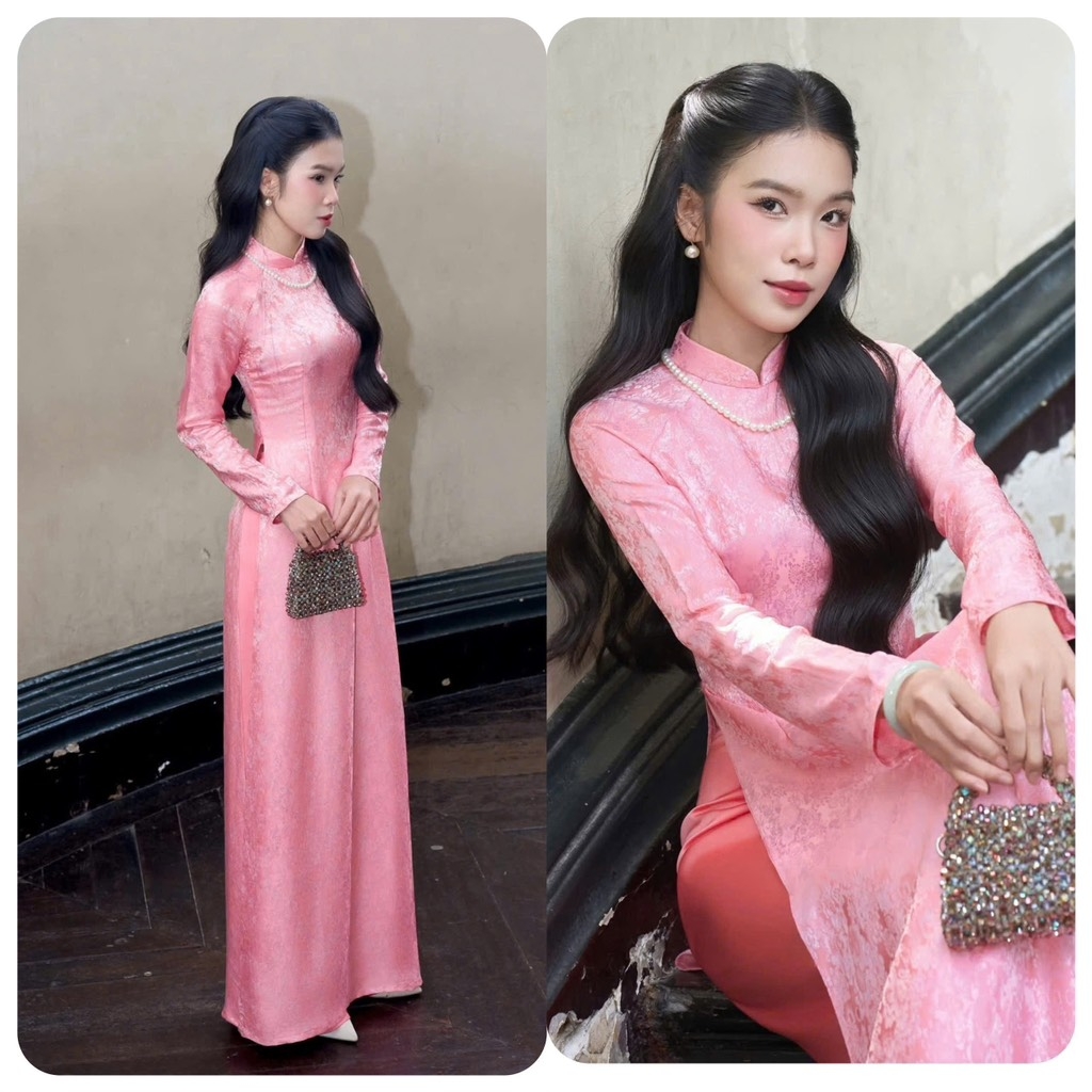 SET ÁO DÀI TƠ HỒNG NỮ