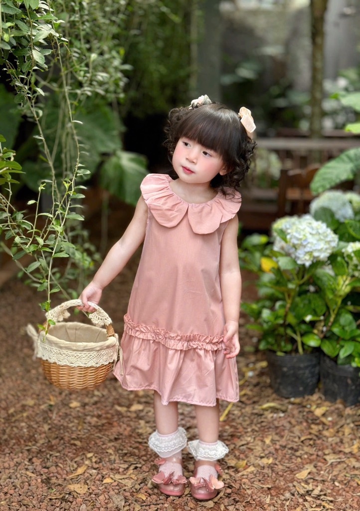 VÁY ĐŨI HỒNG CỔ SEN ĐUÔI CÁ TIỂU THƯ CHO BÉ GÁI SẴN (SALE 65k)
