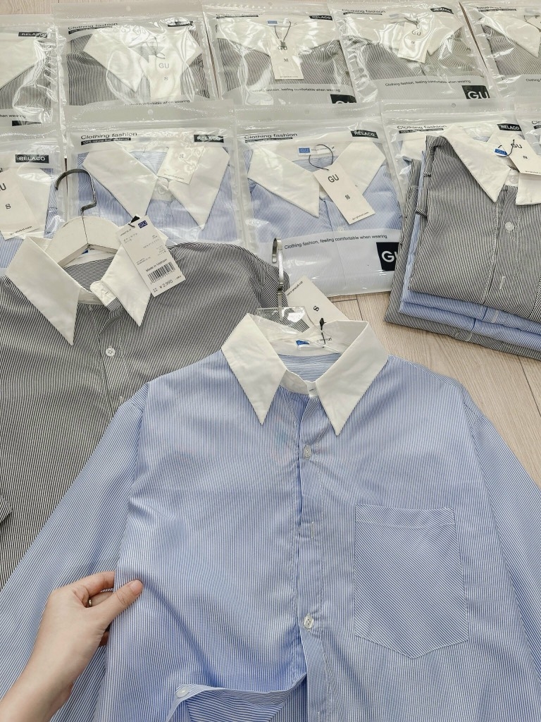 SƠ MI GU CỔ TẦU TAY VẠT ĐỆM VAI - xả 59k