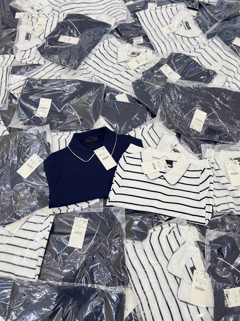 ÁO POLO DỆT VIỀN REN ZARA NỮ