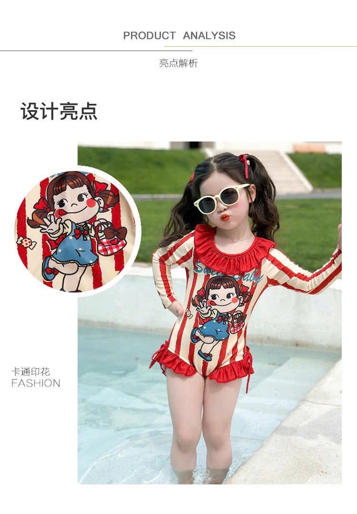 ĐỒ BƠI - JUM BƠI DÀI TAY KẺ ĐỎ BÉ GÁI