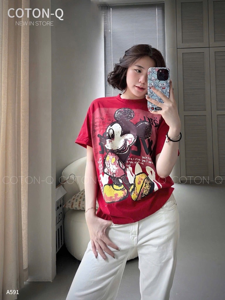 ÁO PHÔNG CHUỘT MICKEY 2 MÀU NỮ