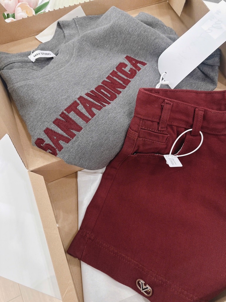 SET ÁO THÊU MIX JEAN ĐỎ KÈM TAG SẴN