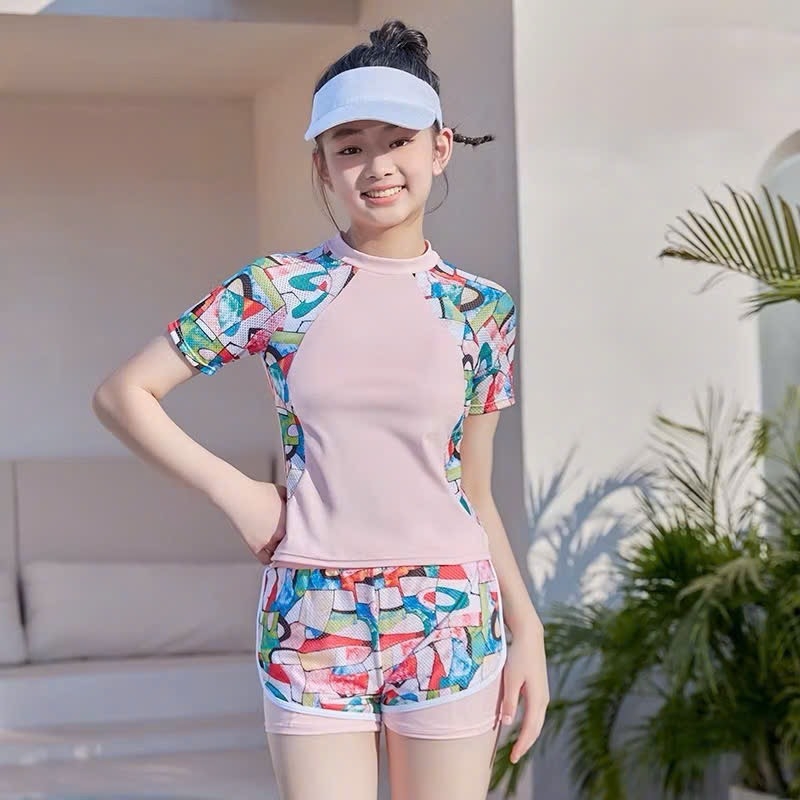 SET BỘ BƠI MẸ VÀ BÉ 2 MÀU HỒNG TÍM PHỐI