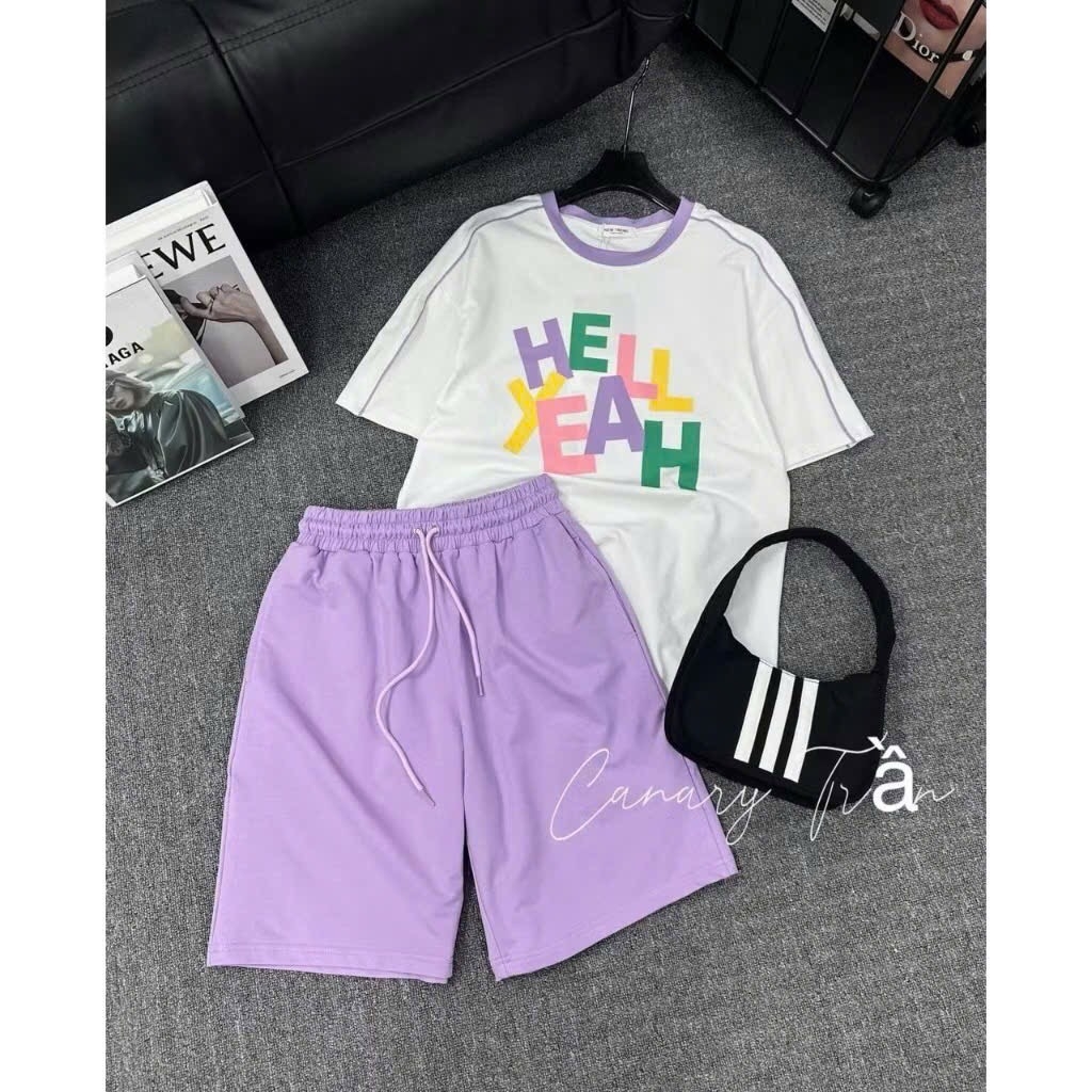 SET BỘ COTTON TÍM HELL YEAH NỮ