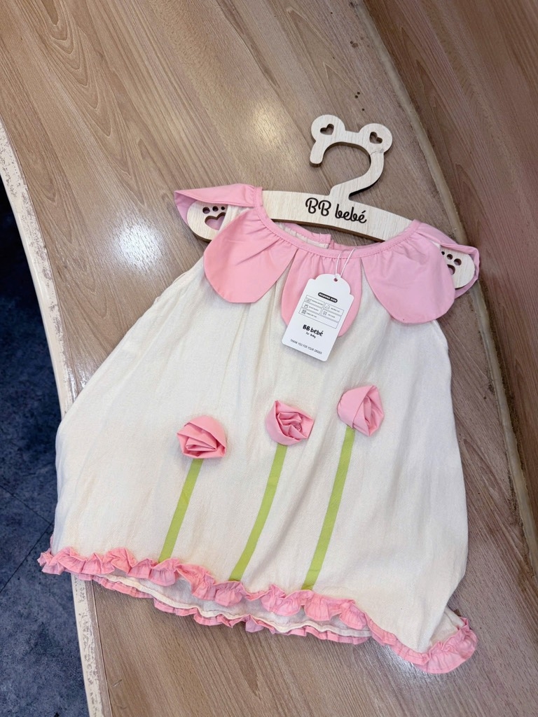 VÁY SUÔNG ĐŨI HOA HỒNG BÉ GÁI (XẢ 57k)