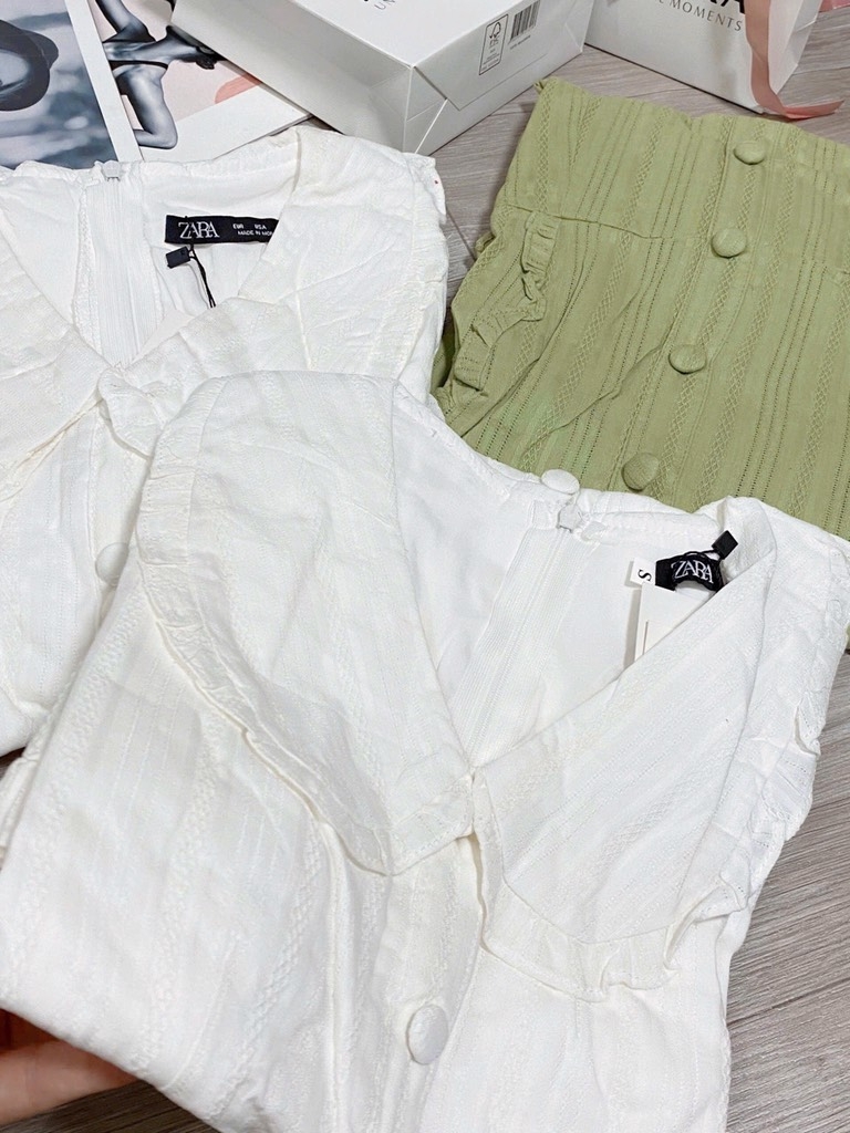 VÁY CỔ BÈO HAI LỚP CÚC BỌC NỮ SẴN (SALE 99k)