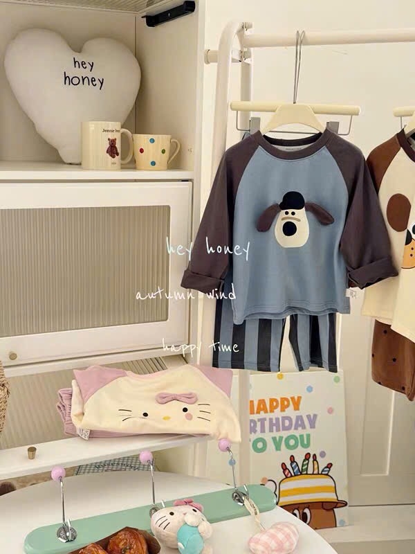 SET 2 BỘ DÀI COTTON CHÓ XANH GẤU NÂU BÉ TRAI SẴN