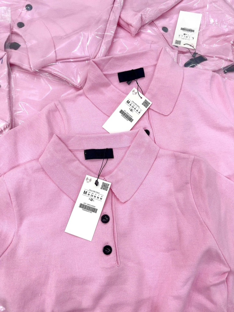 ÁO LEN POLO HỒNG CỘC TAY NỮ