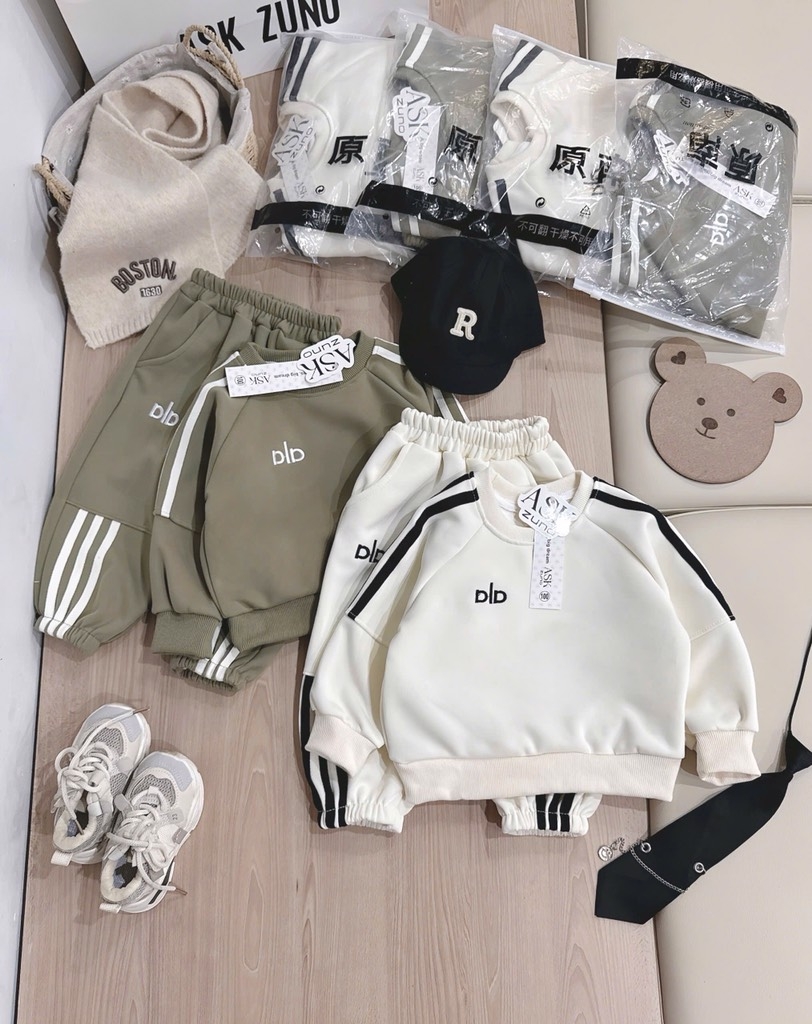 SET DÀI NỈ 3 SỌC HAI DA RÊU KEM BÉ TRAI SẴN