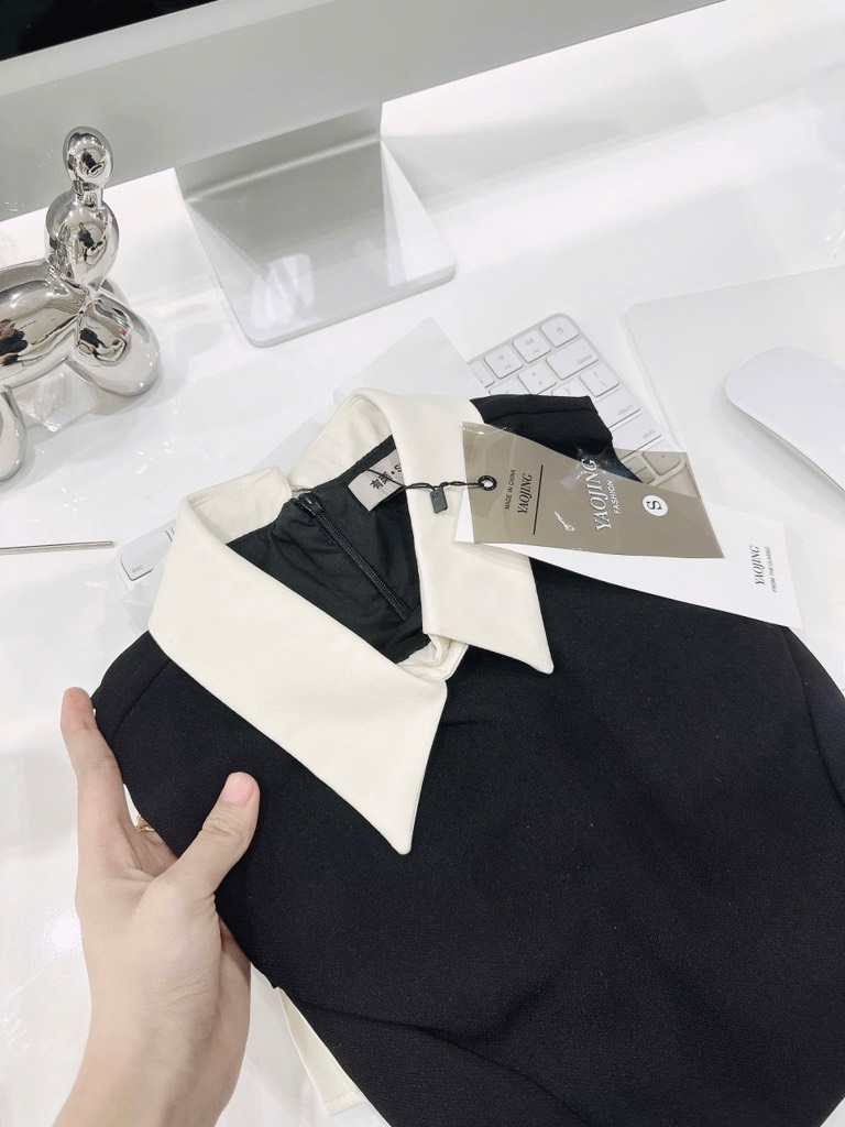 VÁY PHỐI CỔ HAI LỚP TÙNG XẾP LI NỮ SẴN (SALE 139k)
