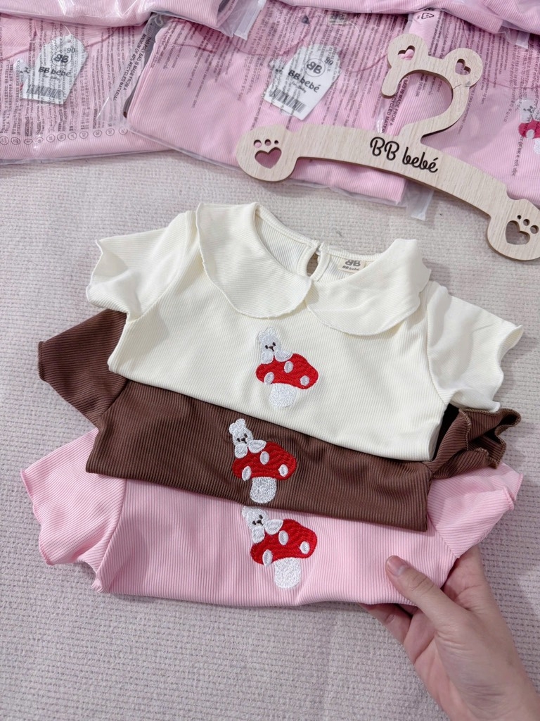 SET 3 ÁO CỔ SEN THÊU NẤM BÉ GÁI SẴN (SALE 59k)