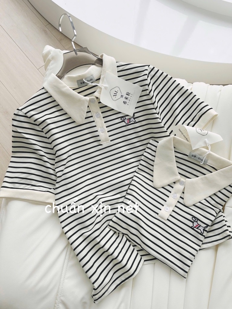 ÁO POLO LASCOTE KẺ PHỐI CỔ NỮ