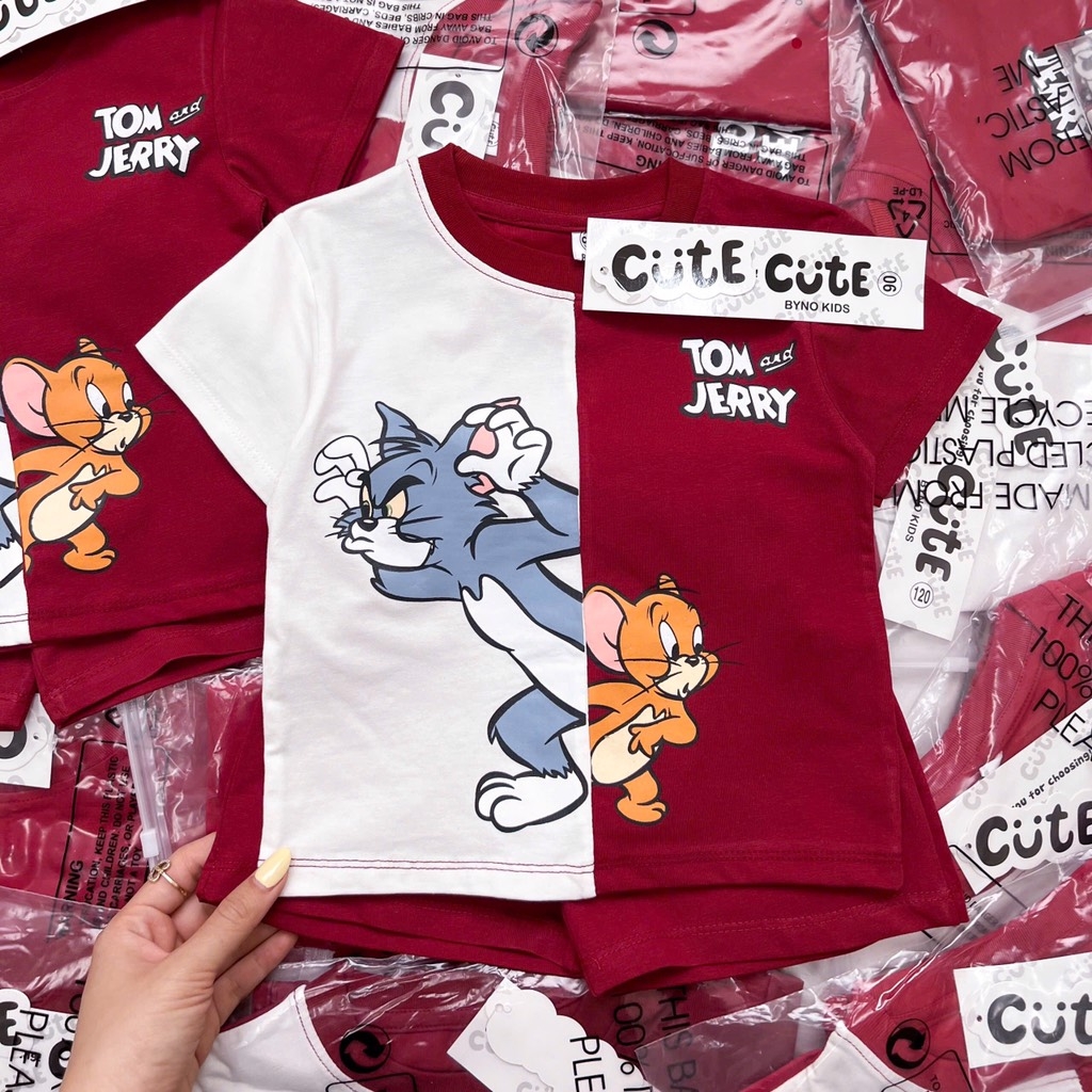 SÉT BỘ COTTON TOM & JERRY TONE TRẮNG ĐỎ CHO BÉ TRAI