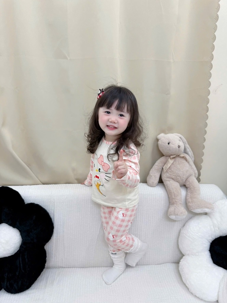 SET 3 BỘ DÀI MÈO PASTEL NƠ KẺ HỒNG BÉ GÁI SẴN