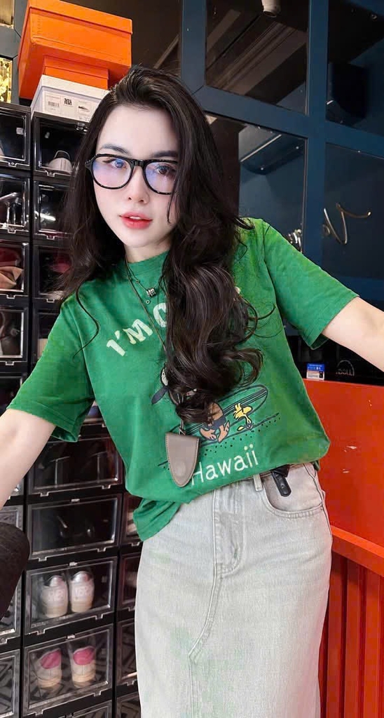 ÁO COTTON XANH HAWAI I AM GOING NỮ