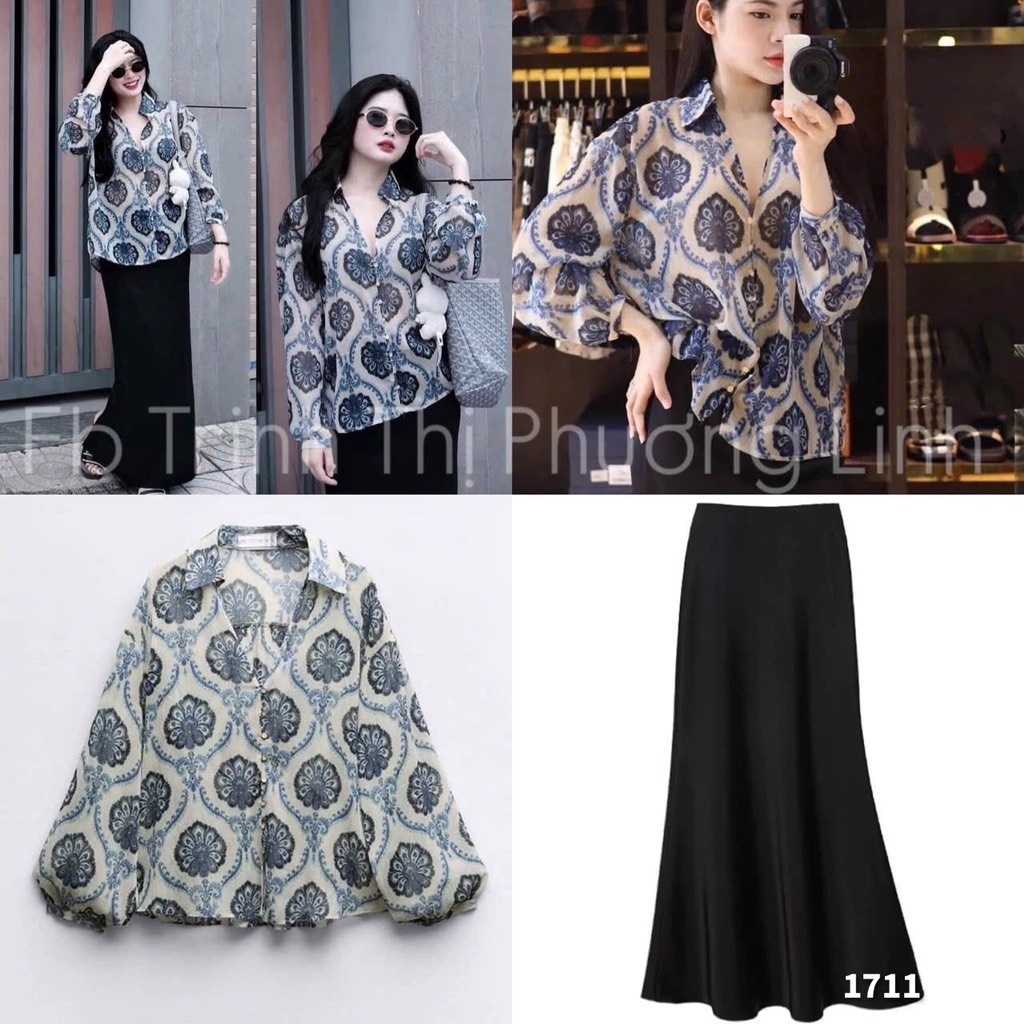 ÁO VOAN ZARA HOẠ TIẾT CÚC TRAI NỮ
