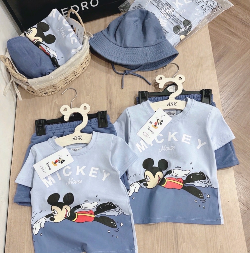 BỘ CỘC MICKEY XANH KÈM MŨ BÉ TRAI SẴN( xả 69k)